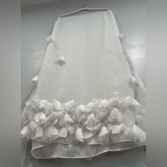 Vintage Y2K Badgley Mischka 80” 3D Sheer Organza Scarf Wrap Shawl Coverup White - Picture 10 of 15